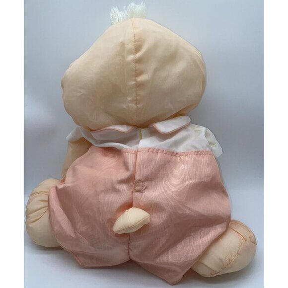 Vintage 1986 Fisher Price 16 inch Puffalump Bear Cub 8006 Peach Romper Plush - Picture 5 of 13